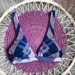 The Bikini Lab Pink And Blue Striped Swim Top